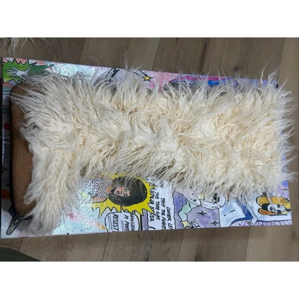 NWOT Jeffrey Campbell Fluffy OK Faux Fur Knee High Tall Shaggy Boots Women's 6.5